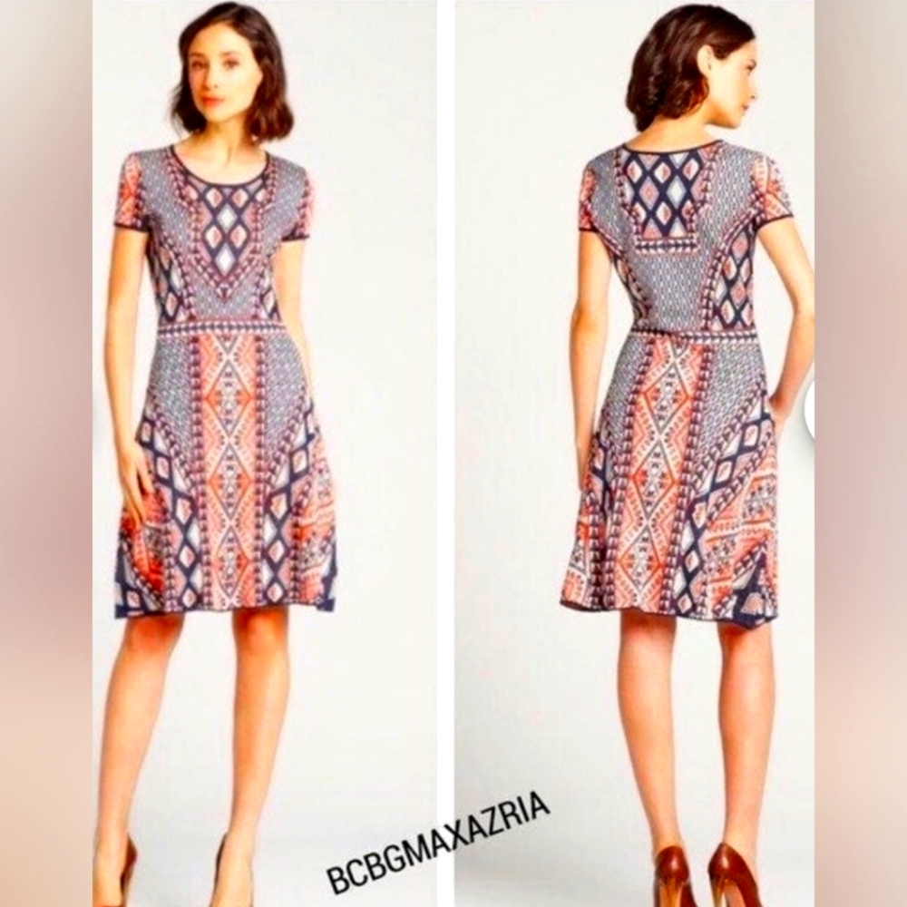 BCBG Maxazria Sweater Jacquard Dress Size M